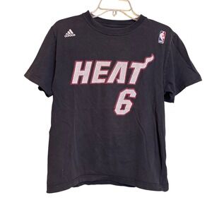 Adidas Mens Miami Heat LeBron James #6 NBA Basketball Jersey Shirt Black Small